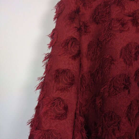 Dennis Basso Jacquard Topper Wine Red-Snap Closure Size Large Eyelash Design - Picture 8 of 12
